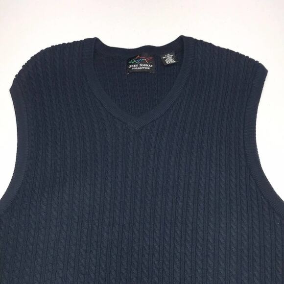 GREG NORMAN GOLF Men’s Large Blue Sweater Shark Vest - Picture 1 of 3